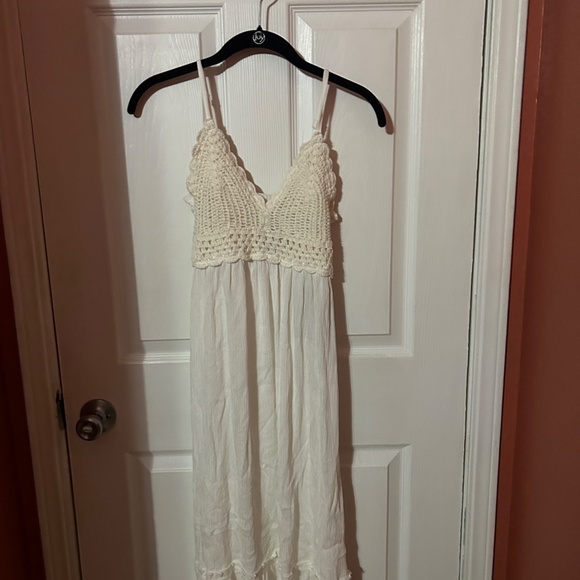 BLUSH SMALL WOMENS DRESS WHITE CROCHET 70S COASTAL BEACH CUTE COWGIRL NEW TAGS - Picture 2 of 5